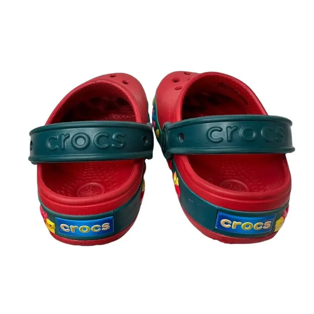 Crocs White Polar Bear‎ Red Green Christmas Holiday Light Up Shoes Toddler Sz C7